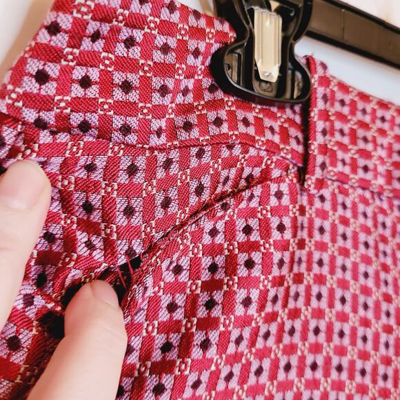 The Limited red geometric print jacquard cropped pants size 2P Retro Artsy 70s - Picture 8 of 12